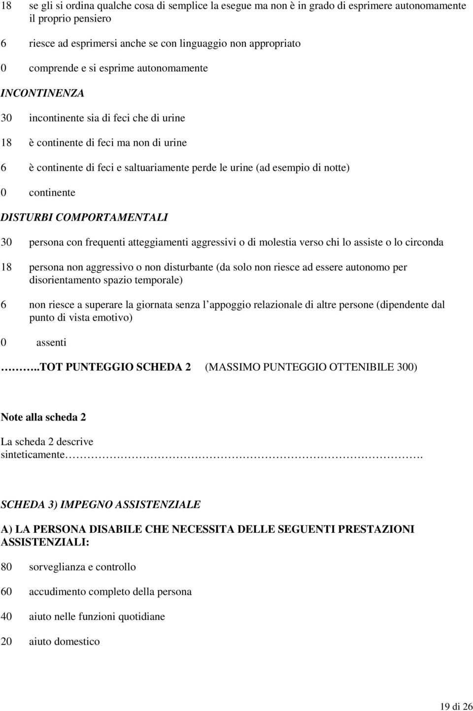 continente DISTURBI COMPORTAMENTALI 30 persona con frequenti atteggiamenti aggressivi o di molestia verso chi lo assiste o lo circonda 18 persona non aggressivo o non disturbante (da solo non riesce