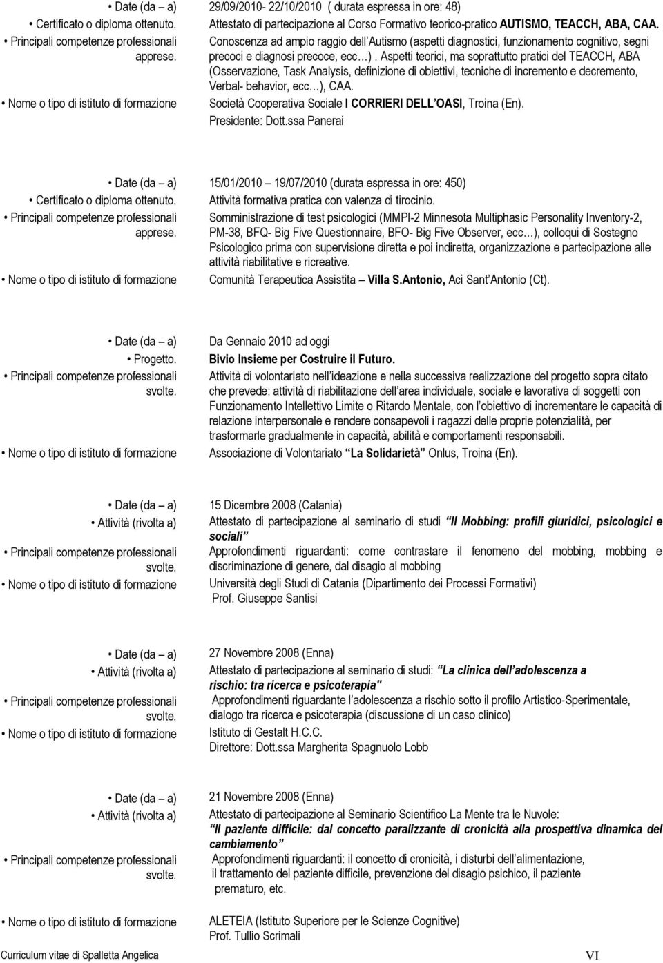 Aspetti teorici, ma soprattutto pratici del TEACCH, ABA (Osservazione, Task Analysis, definizione di obiettivi, tecniche di incremento e decremento, Verbal- behavior, ecc ), CAA.