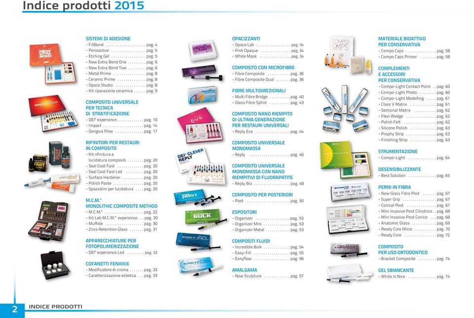 ............ pag. 10 - Impact.................... pag. 14 - engiva Flow.............. pag. 17 RIFINITORI PER RESTAURI IN COMPOSITO - Kit rifinitura e lucidatura compositi........ pag. 20 - Seal Coat Fast.