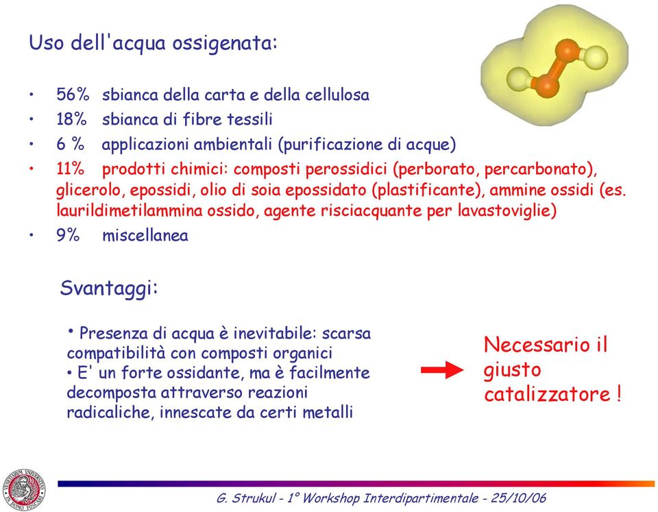 laurildimetilammina ossido, agente risciacquante per lavastoviglie) 9% miscellanea Svantaggi: Presenza di acqua è inevitabile: scarsa compatibilità con