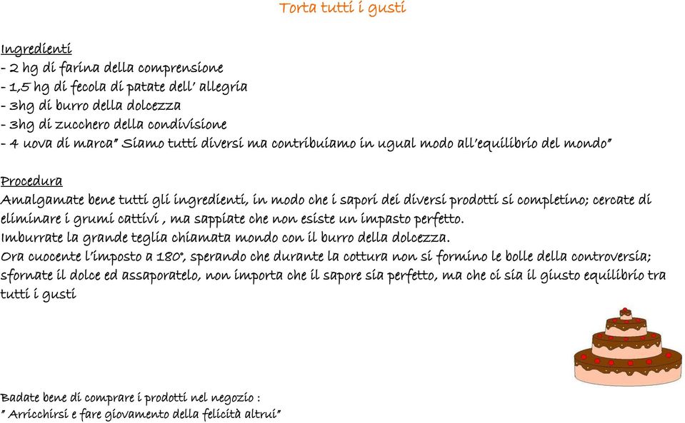 eliminare i grumi cattivi, ma sappiate che non esiste un impasto perfetto. Imburrate la grande teglia chiamata mondo con il burro della dolcezza.