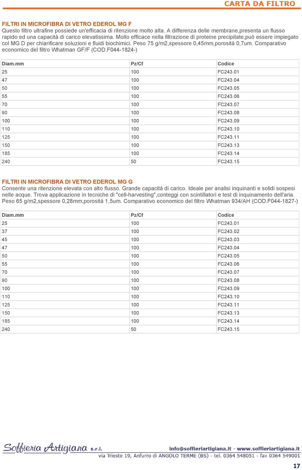 Molto efficace nella filtrazione di proteine precipitate,può essere impiegato col MG D per chiarificare soluzioni e fluidi biochimici. Peso 75 g/m2,spessore 0,45mm,porosità 0,7um.