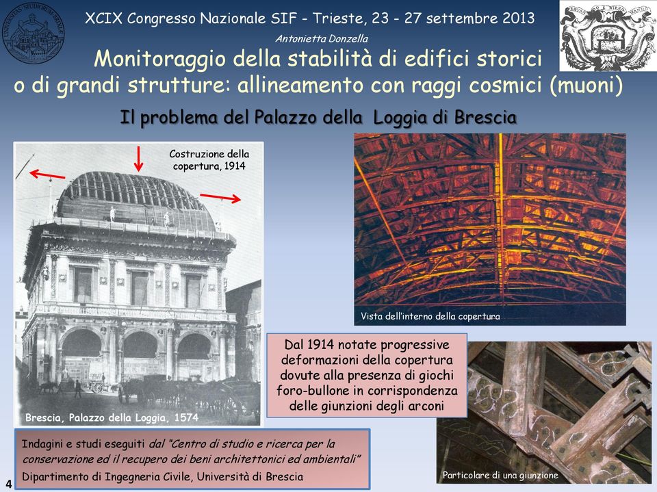 progressive deformazioni della copertura dovute alla presenza di giochi foro-bullone in corrispondenza delle giunzioni degli arconi 4 Indagini e studi eseguiti dal Centro