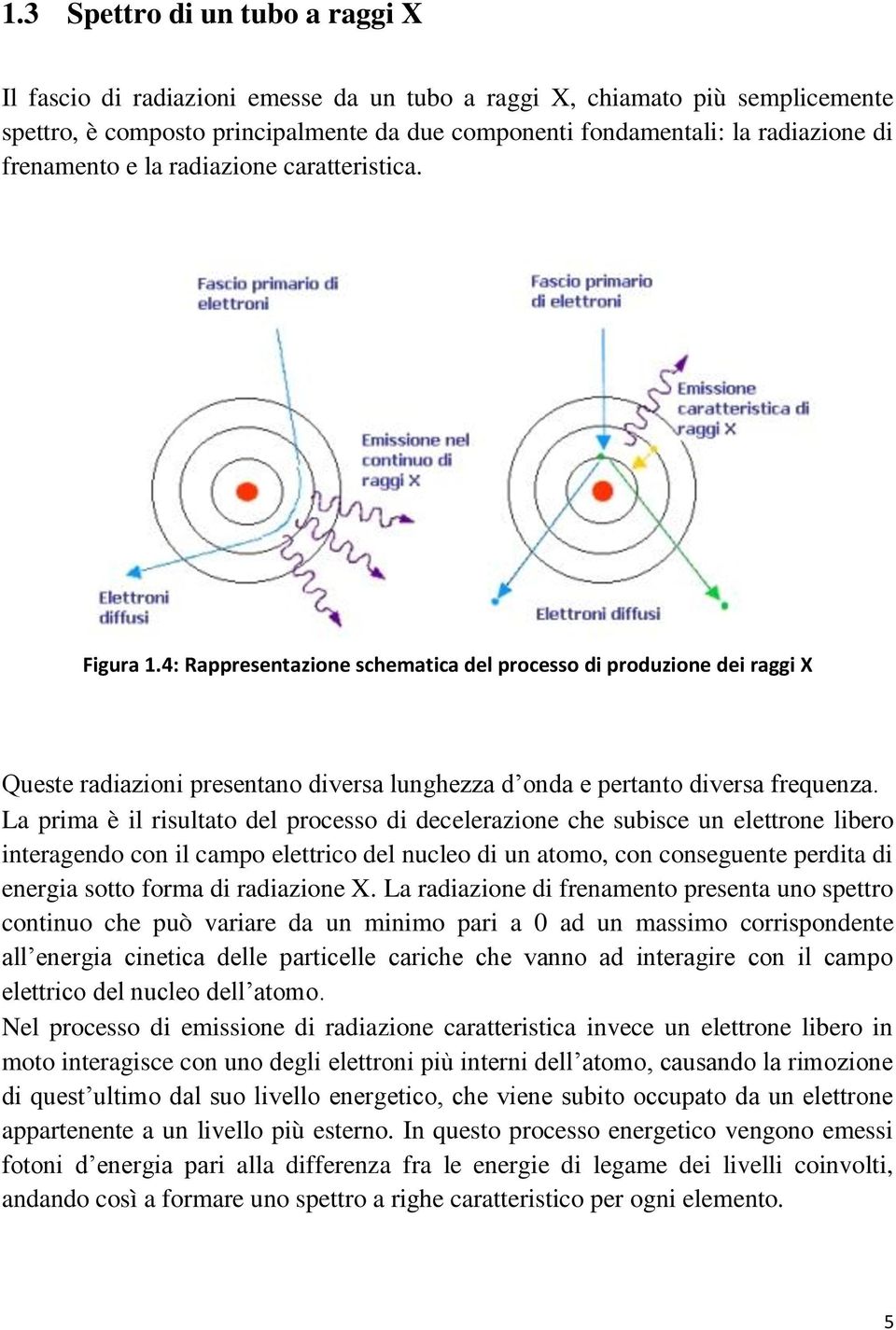 4: Rappresentazione schematica del processo di produzione dei raggi X Queste radiazioni presentano diversa lunghezza d onda e pertanto diversa frequenza.