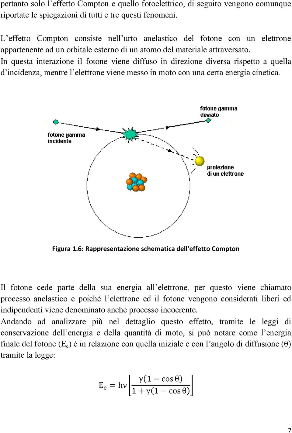 In questa interazione il fotone viene diffuso in direzione diversa rispetto a quella d incidenza, mentre l elettrone viene messo in moto con una certa energia cinetica. Figura 1.