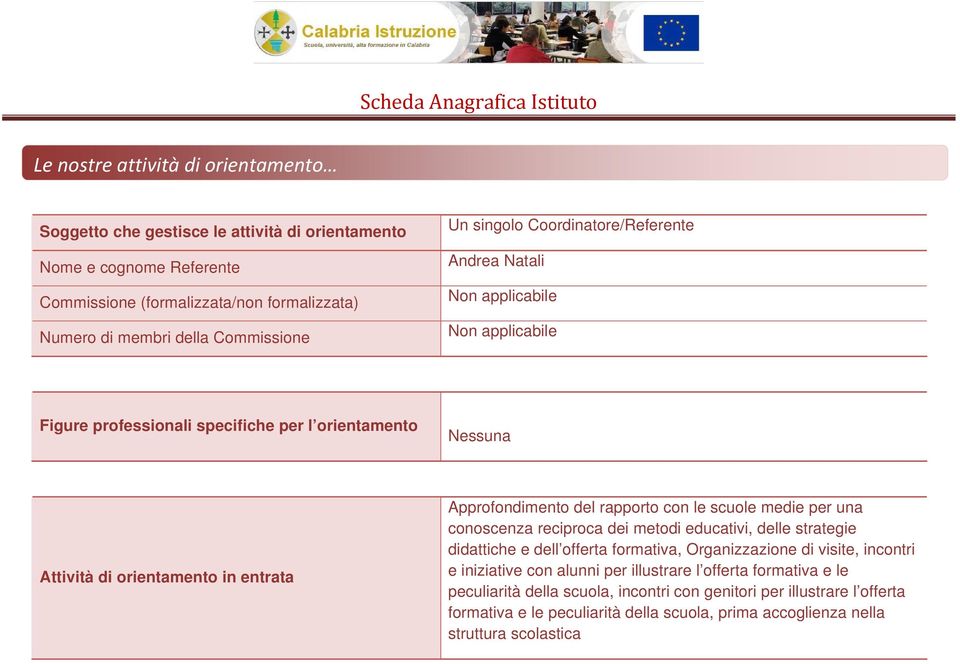 rapporto con le scuole medie per una conoscenza reciproca dei metodi educativi, delle strategie didattiche e dell offerta formativa, Organizzazione di visite, incontri e iniziative con alunni