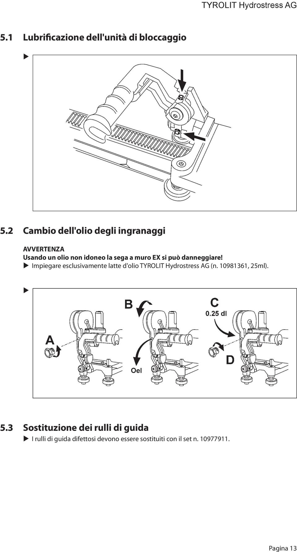 EX si può danneggiare! Impiegare esclusivamente latte d'olio TYROLIT Hydrostress AG (n.