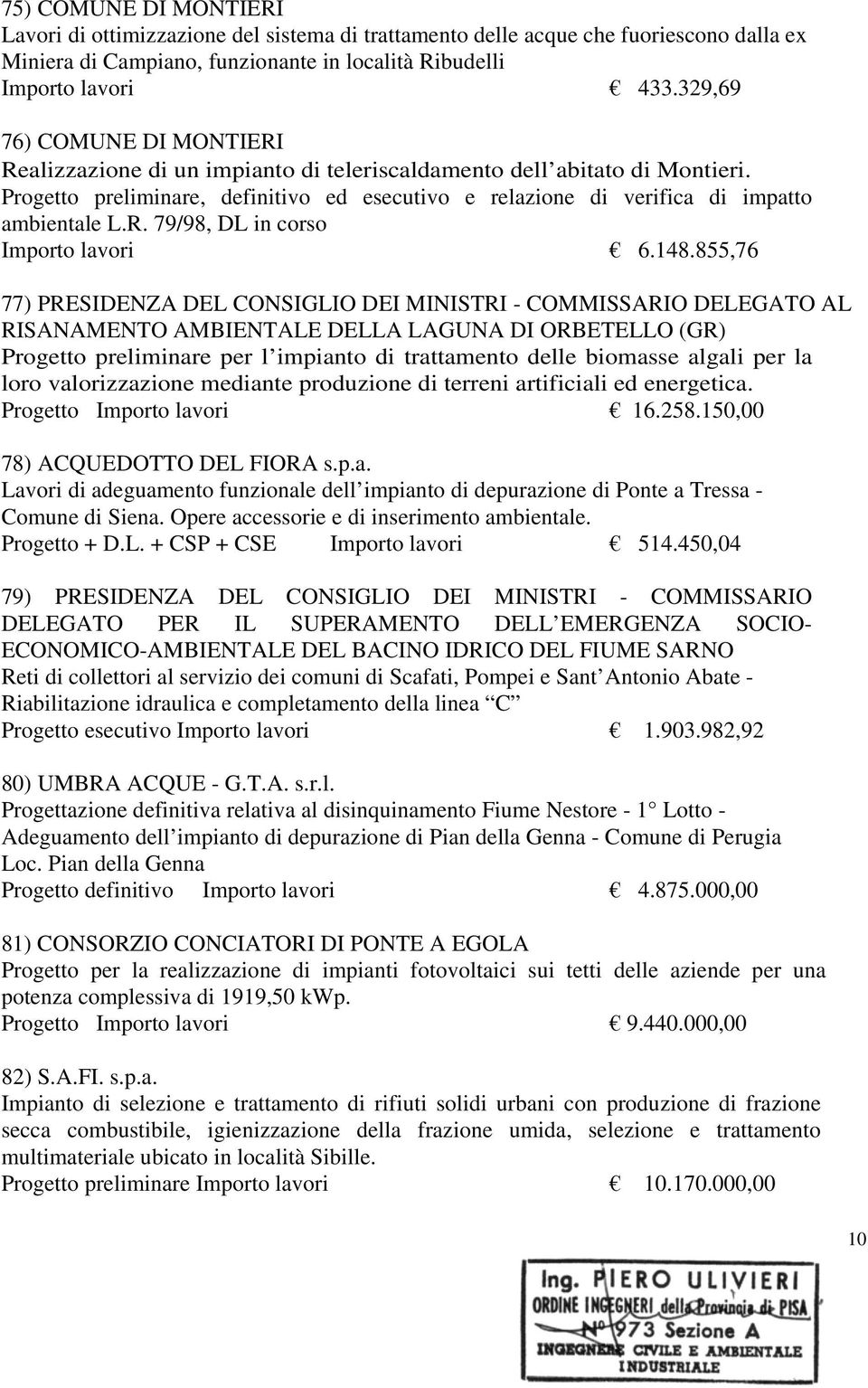 R. 79/98, DL in corso Importo lavori 6.148.