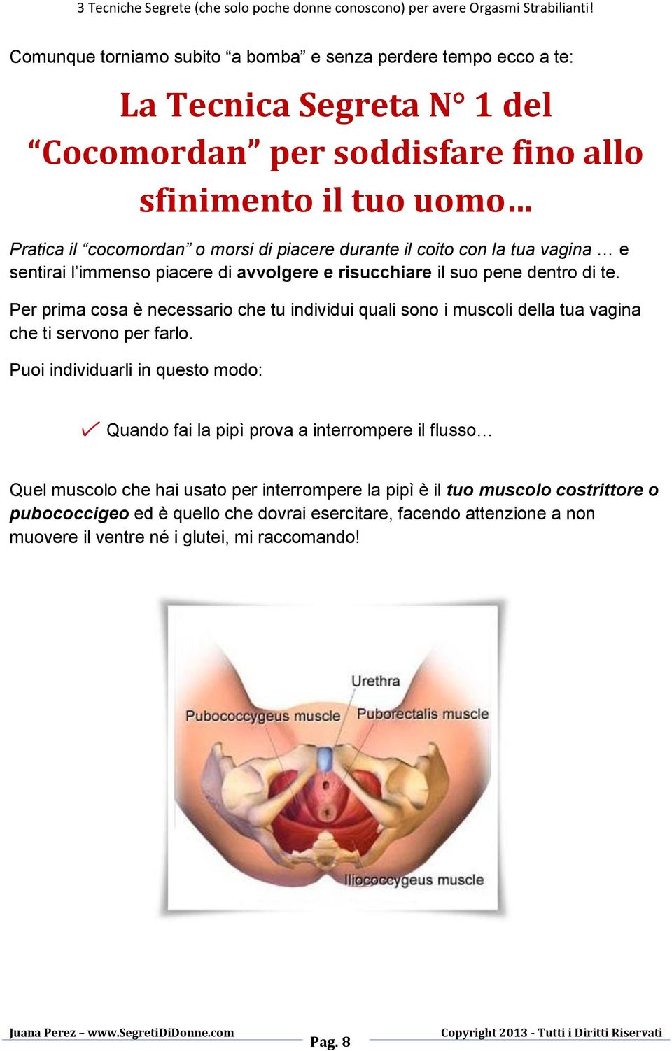 Per prima cosa è necessario che tu individui quali sono i muscoli della tua vagina che ti servono per farlo.