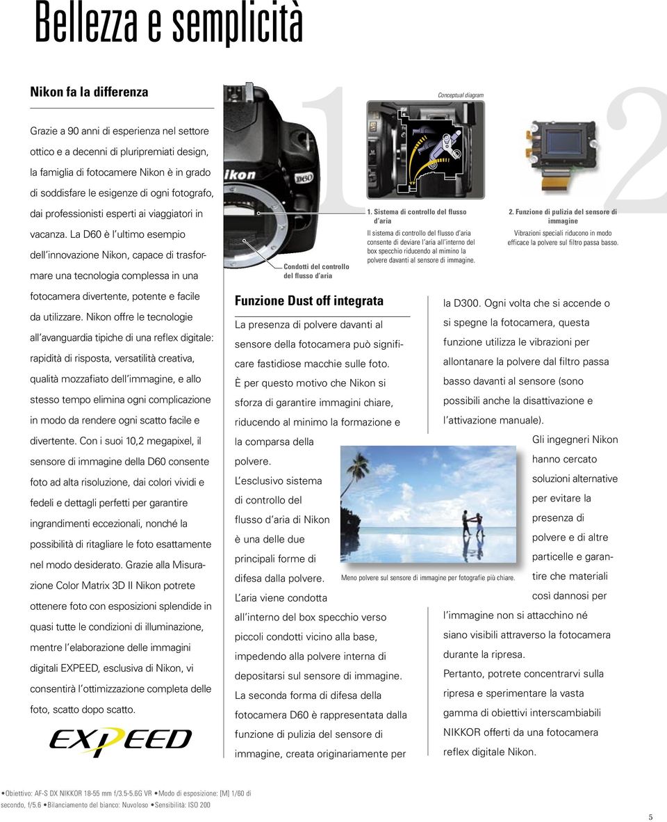 La D60 è l ultimo esempio dell innovazione Nikon, capace di trasformare una tecnologia complessa in una Condotti del controllo del flusso d aria 1.
