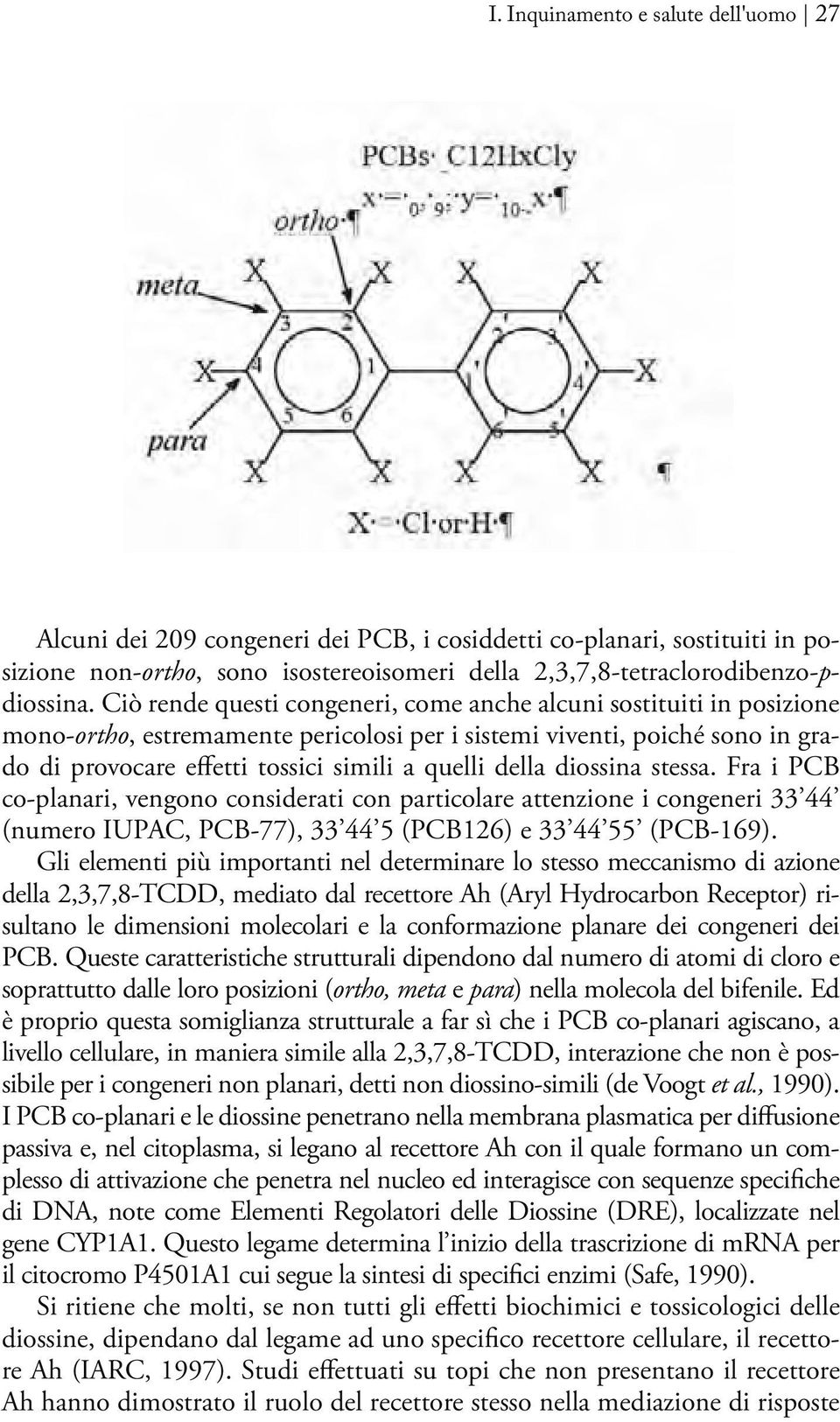 della diossina stessa. Fra i PCB co-planari, vengono considerati con particolare attenzione i congeneri 33 44 (numero IUPAC, PCB-77), 33 44 5 (PCB126) e 33 44 55 (PCB-169).