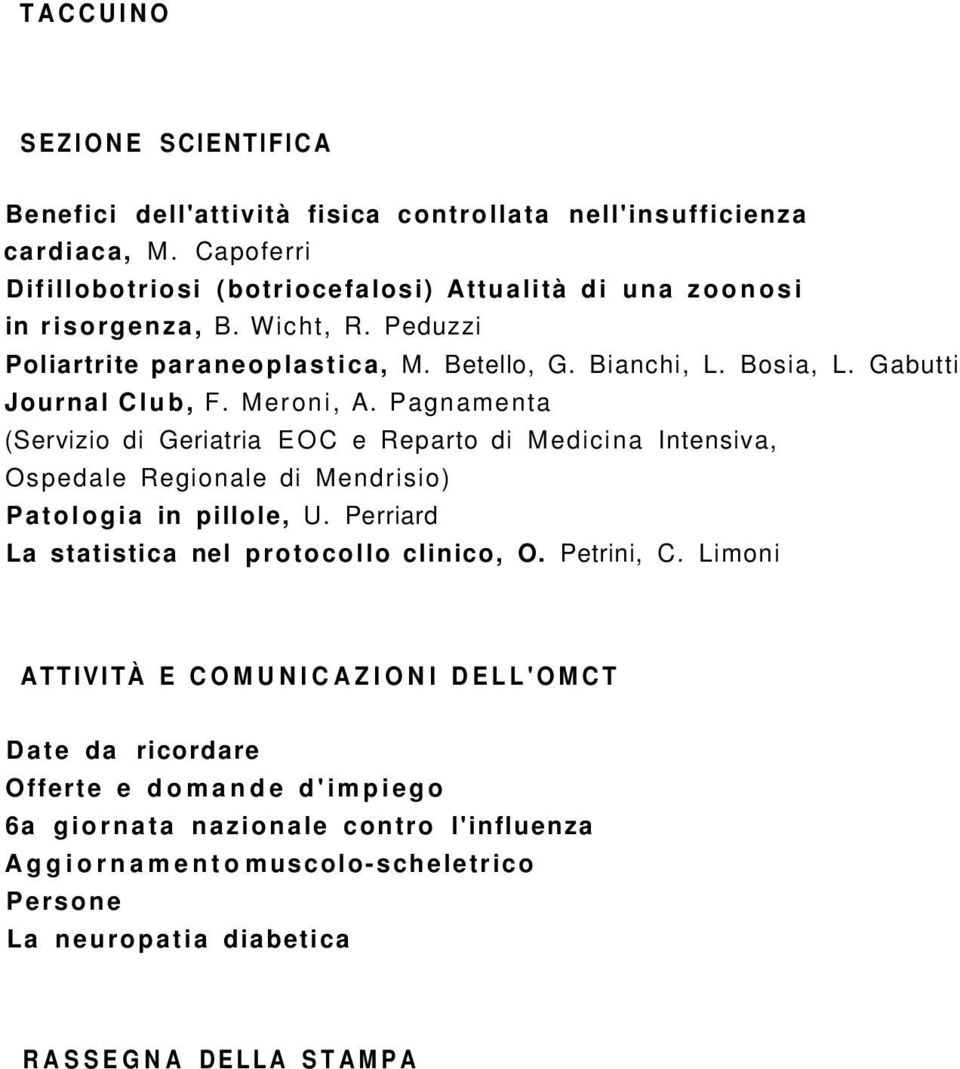 Bosia, L. Gabutti Journal Club, F. Meroni, A.