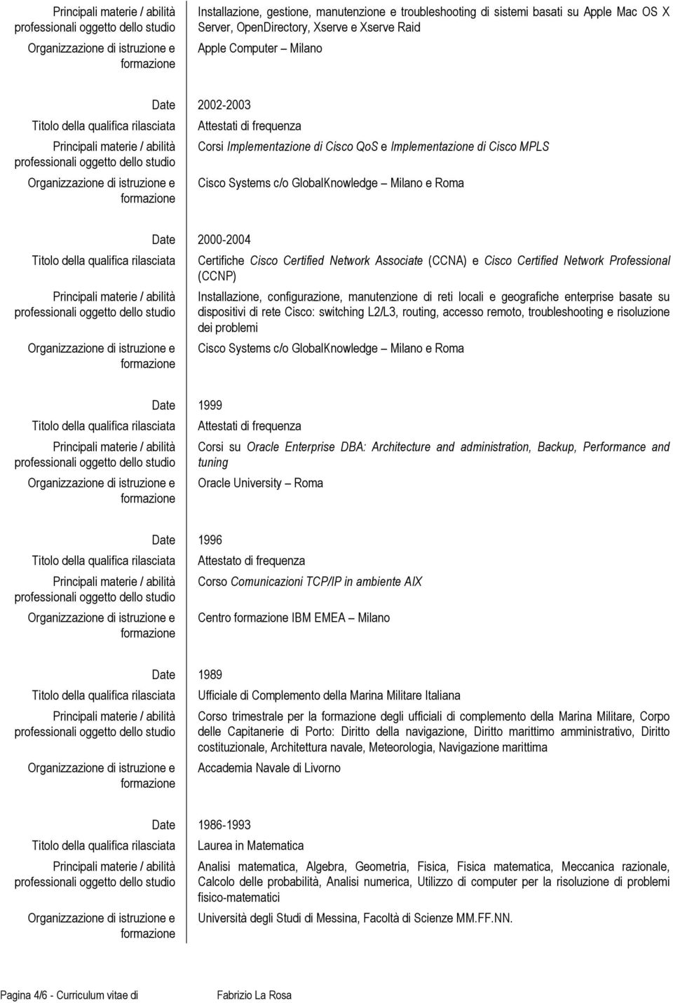 Network Professional (CCNP) Installazione, configurazione, manutenzione di reti locali e geografiche enterprise basate su dispositivi di rete Cisco: switching L2/L3, routing, accesso remoto,