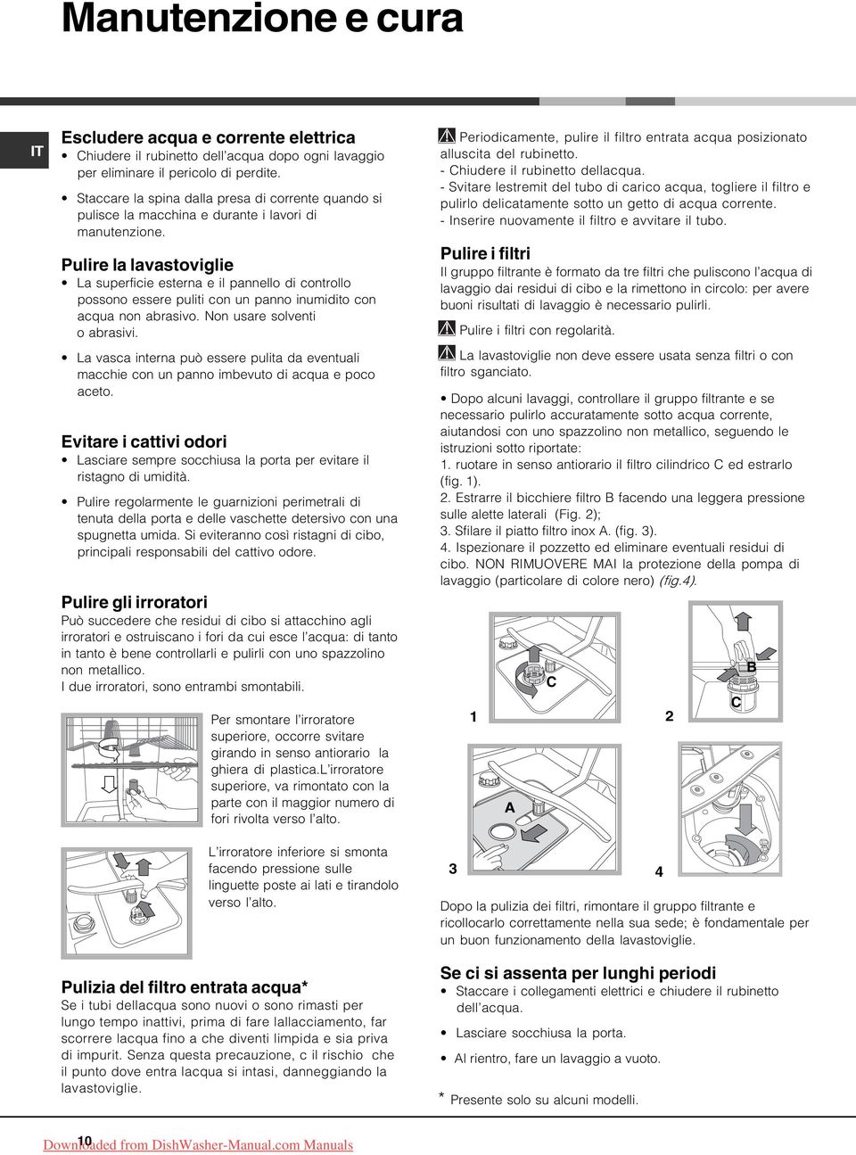 Pulire la lavastoviglie La superficie esterna e il pannello di controllo possono essere puliti con un panno inumidito con acqua non abrasivo. Non usare solventi o abrasivi.