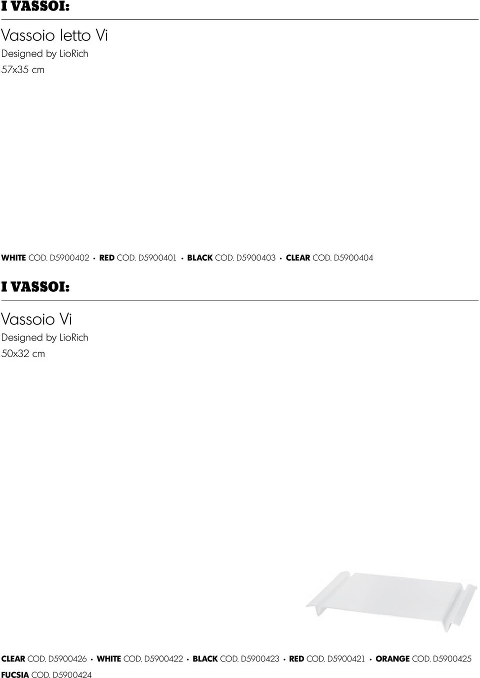 D5900404 I VASSOI: Vassoio Vi 50x32 cm CLEAR COD.