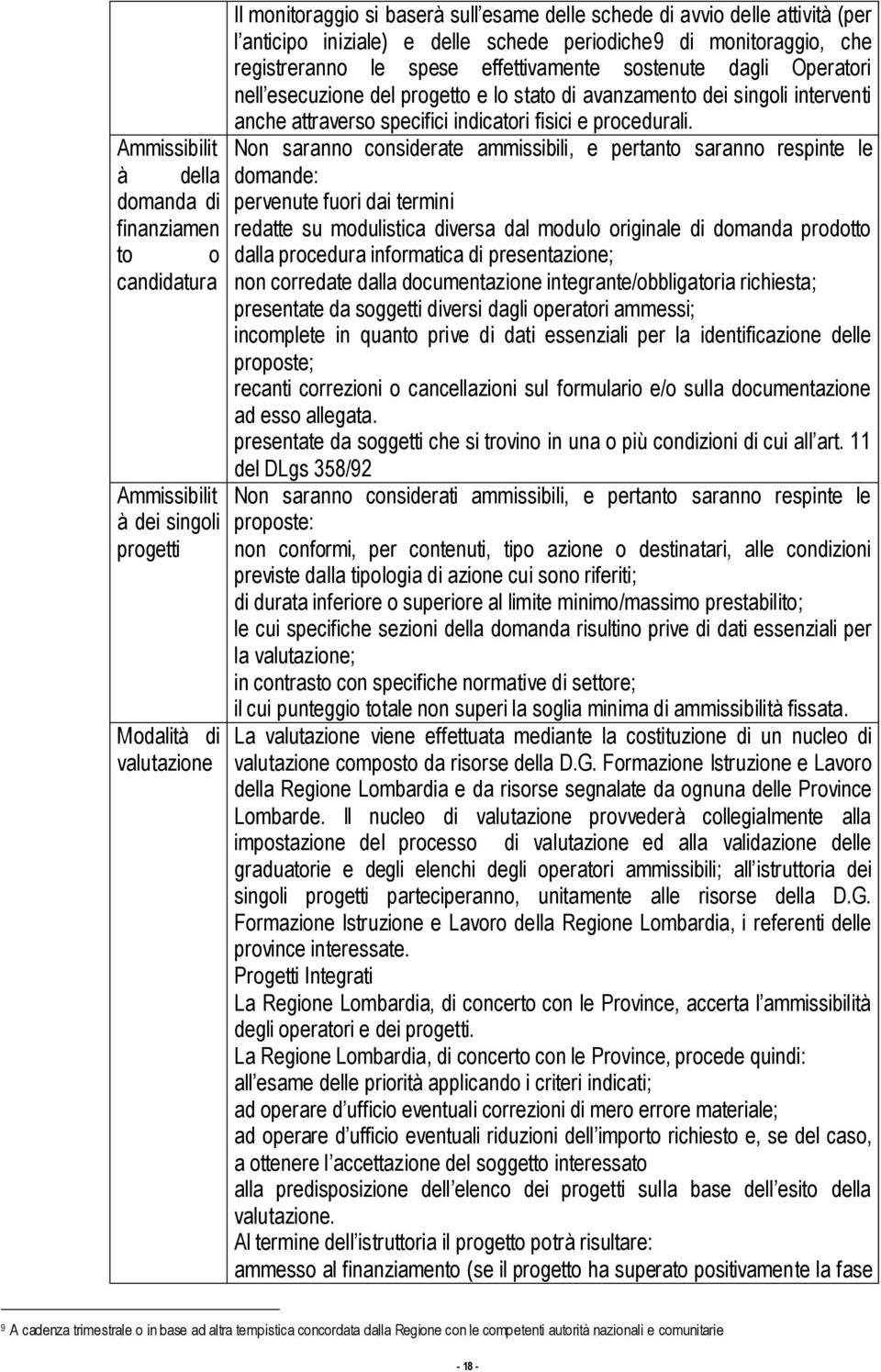 interventi anche attraverso specifici indicatori fisici e procedurali.