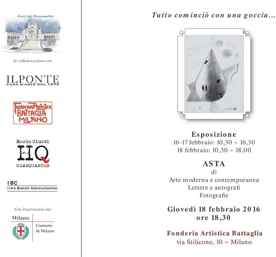 10,30 ~ 18,00 IBC Irma Bianchi Communication Con il patrocinio del ASTA di Arte