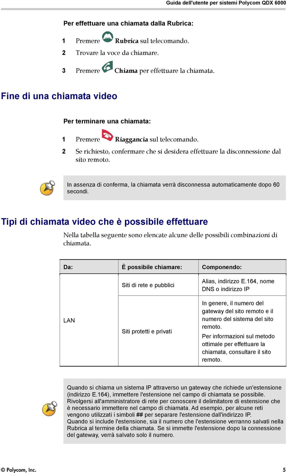 In assenza di conferma, la chiamata verrà disconnessa automaticamente dopo 60 secondi.