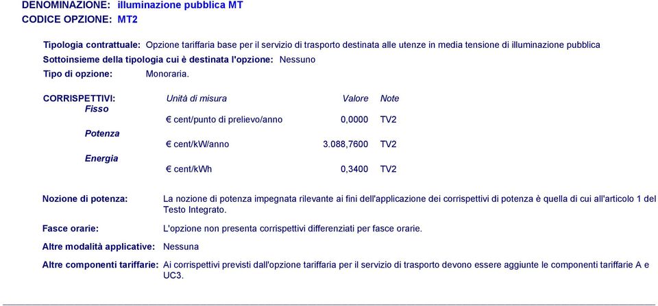 destinata alle utenze in media tensione di illuminazione pubblica