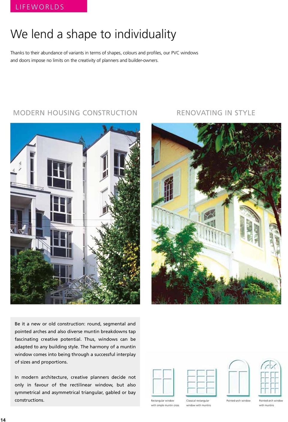 MODERN HOUSING CONSTRUCTION RENOVATING IN STYLE Be it a new or old construction: round, segmental and pointed arches and also diverse muntin breakdowns tap fascinating creative potential.