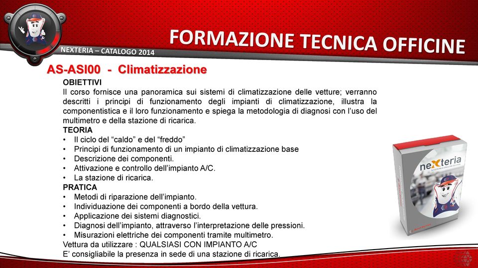 Il ciclo del caldo e del freddo Principi di funzionamento di un impianto di climatizzazione base Descrizione dei componenti. Attivazione e controllo dell impianto A/C. La stazione di ricarica.