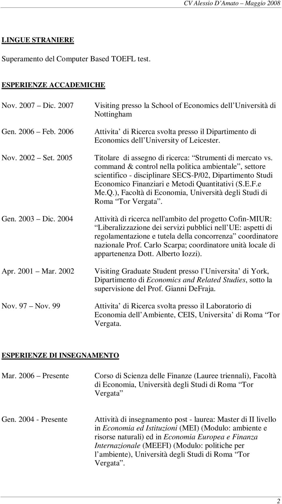 Titolare di assegno di ricerca: Strumenti di mercato vs.