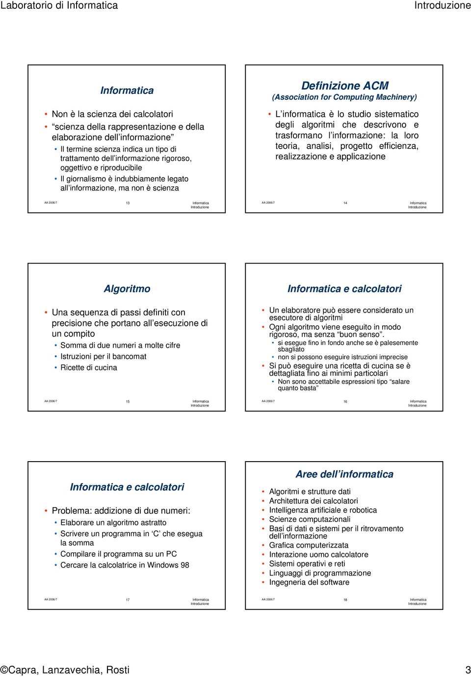 algoritmi che descrivono e trasformano l informazione: la loro teoria, analisi, progetto efficienza, realizzazione e applicazione 13 14 Algoritmo e calcolatori Una sequenza di passi definiti con