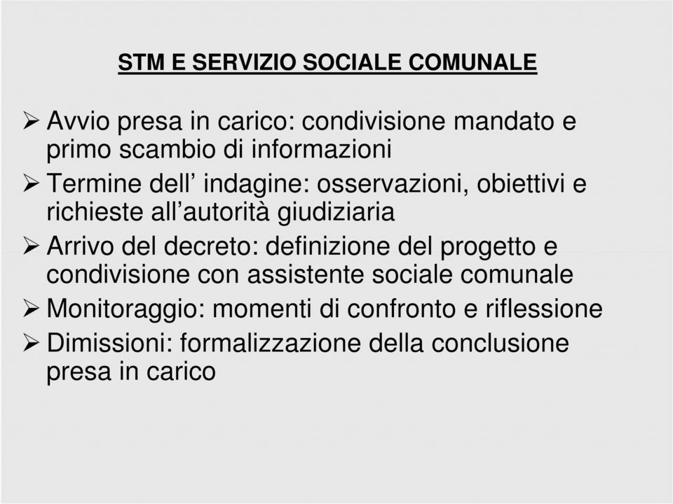 Arrivo del decreto: definizione del progetto e condivisione con assistente sociale comunale