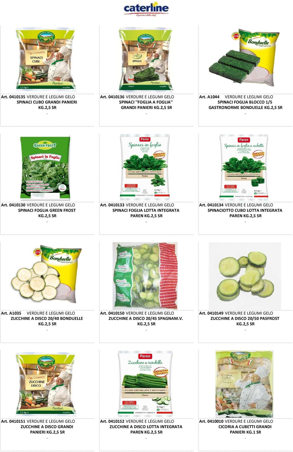 0410134 VERDURE E LEGUMI GELO SPINACI FOGLIA GREEN FROST SPINACI FOGLIA LOTTA INTEGRATA SPINACIOTTO CUBO LOTTA INTEGRATA KG.2,5 SR PAREN KG.2,5 SR PAREN KG.2,5 SR Art. A1035 VERDURE E LEGUMI GELO Art.