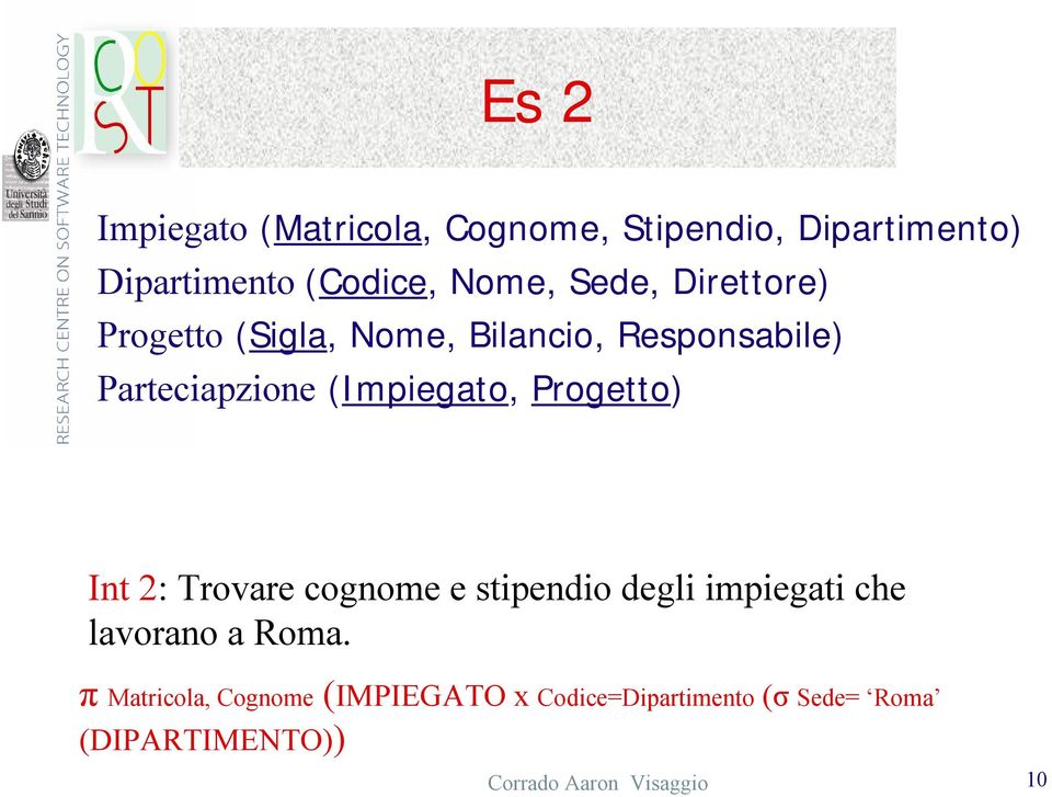 π Matricola, Cognome (IMPIEGATO х