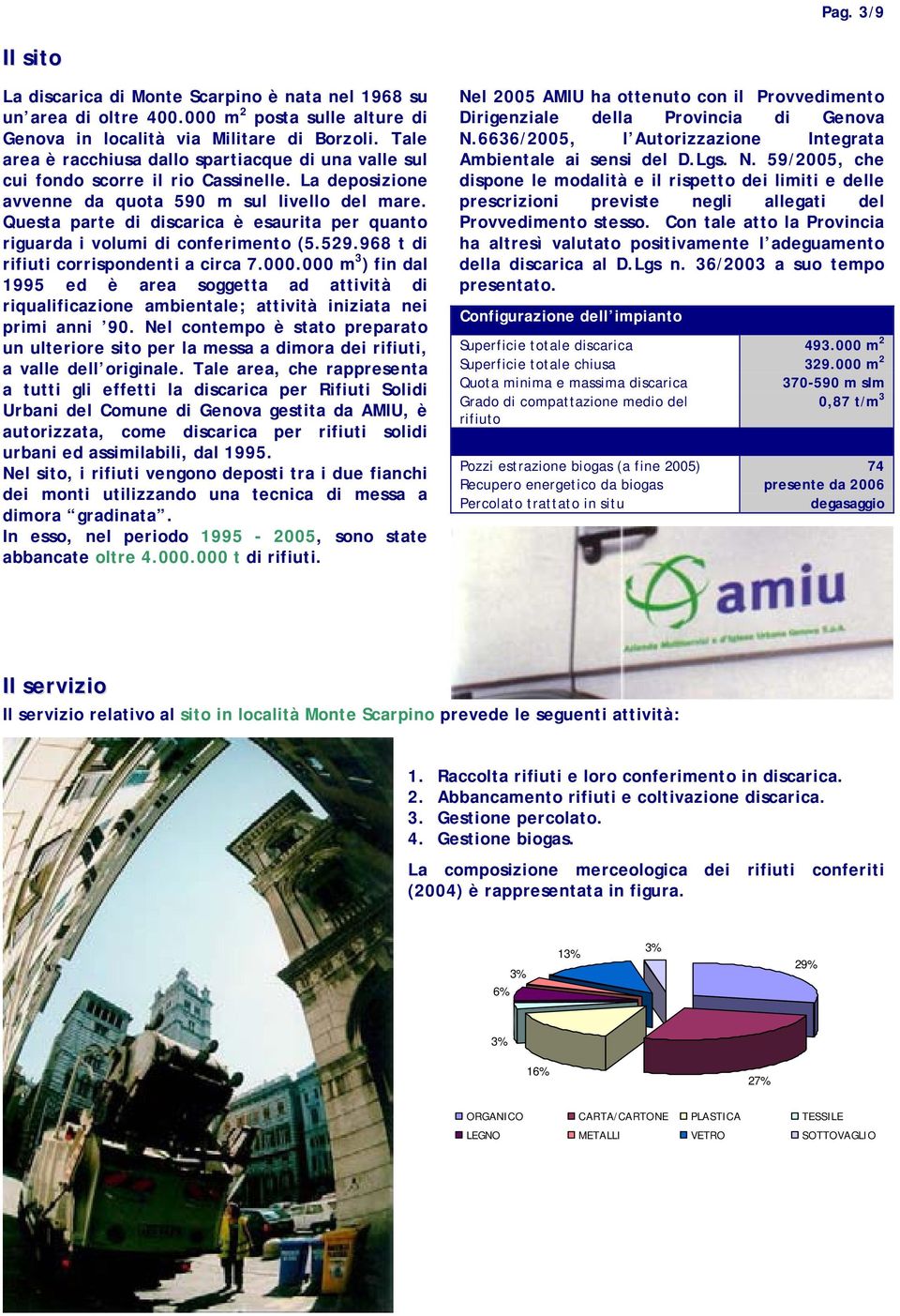 Questa parte di discarica è esaurita per quanto riguarda i volumi di conferimento (5.529.968 t di rifiuti corrispondenti a circa 7.000.