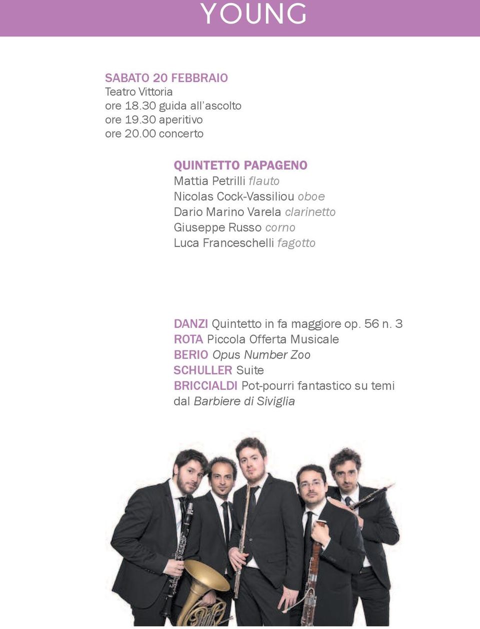 clarinetto Giuseppe Russo corno Luca Franceschelli fagotto danzi Quintetto in fa maggiore op. 56 n.