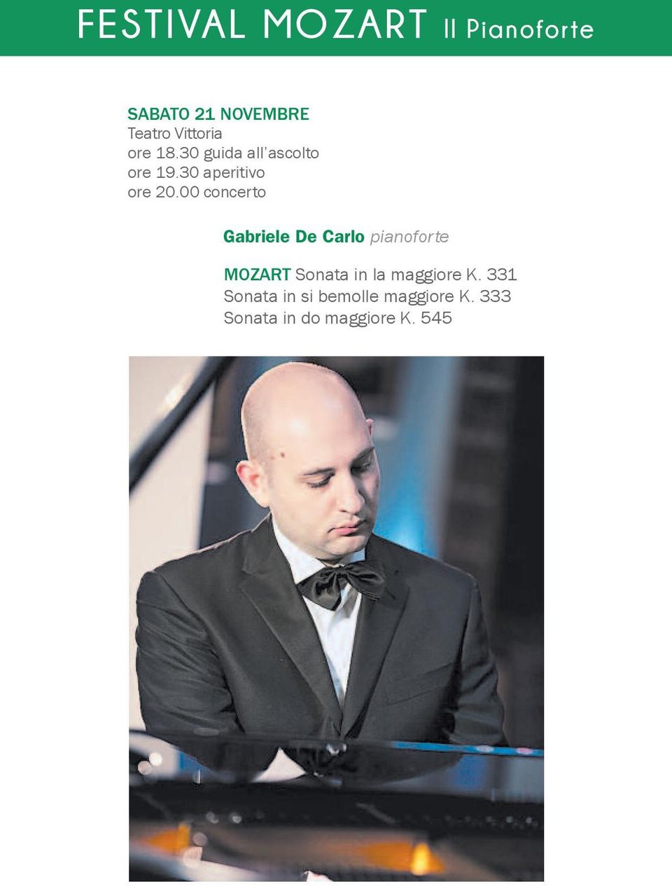 00 concerto Gabriele De Carlo pianoforte MOZART Sonata in la