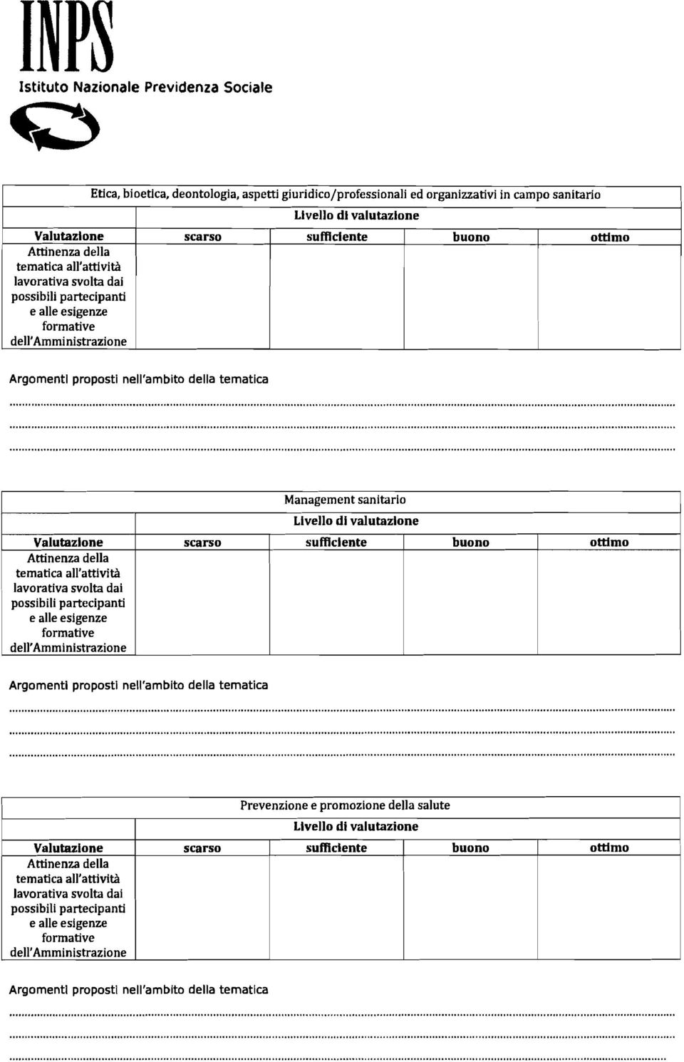 Management sanitario offlmo Argomentl proposti nell'ambito della tematica