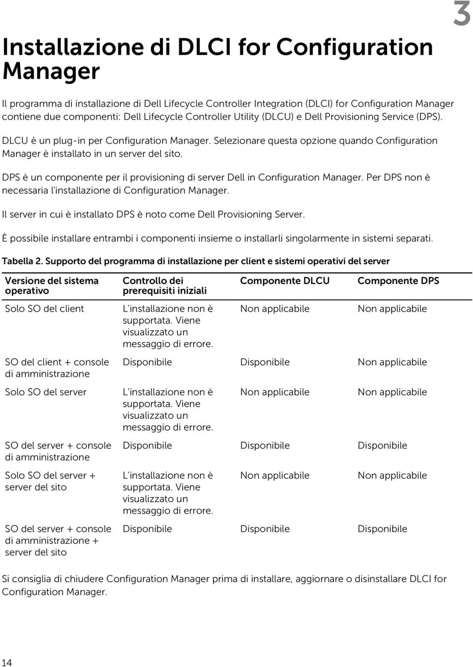 DPS è un componente per il provisioning di server Dell in Configuration Manager. Per DPS non è necessaria l'installazione di Configuration Manager.