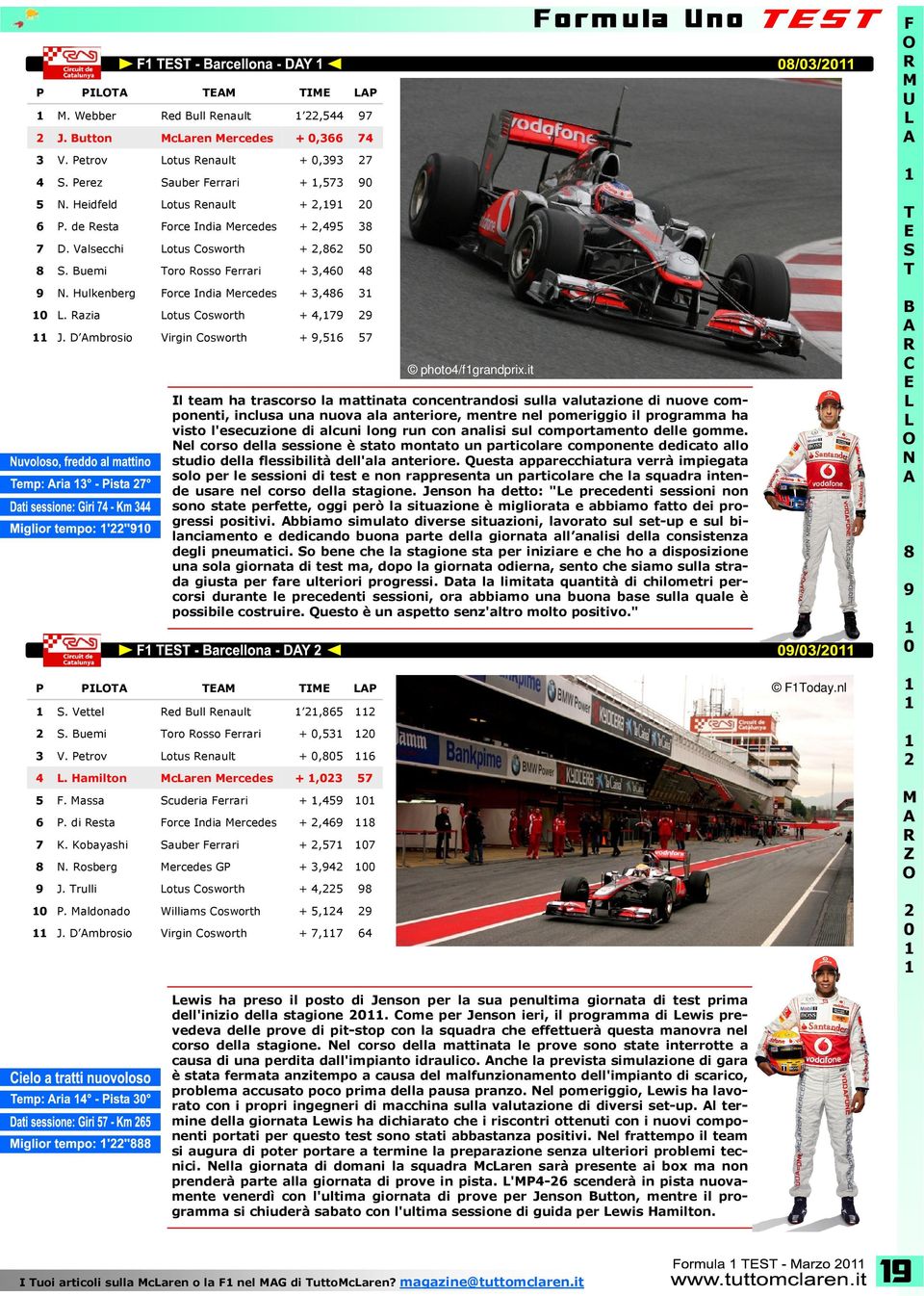 Hulkenberg Force India Mercedes + 3,486 3 0 L. Razia Lotus Cosworth + 4,79 29 J. D Ambrosio Virgin Cosworth + 9,56 57 photo4/fgrandprix.