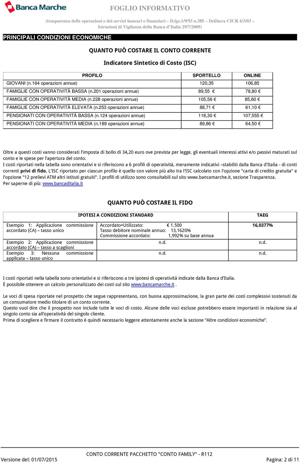 228 operazioni annue) 105,56 85,60 FAMIGLIE CON OPERATIVITÀ ELEVATA (n.253 operazioni annue) 88,71 61,10 PENSIONATI CON OPERATIVITÀ BASSA (n.