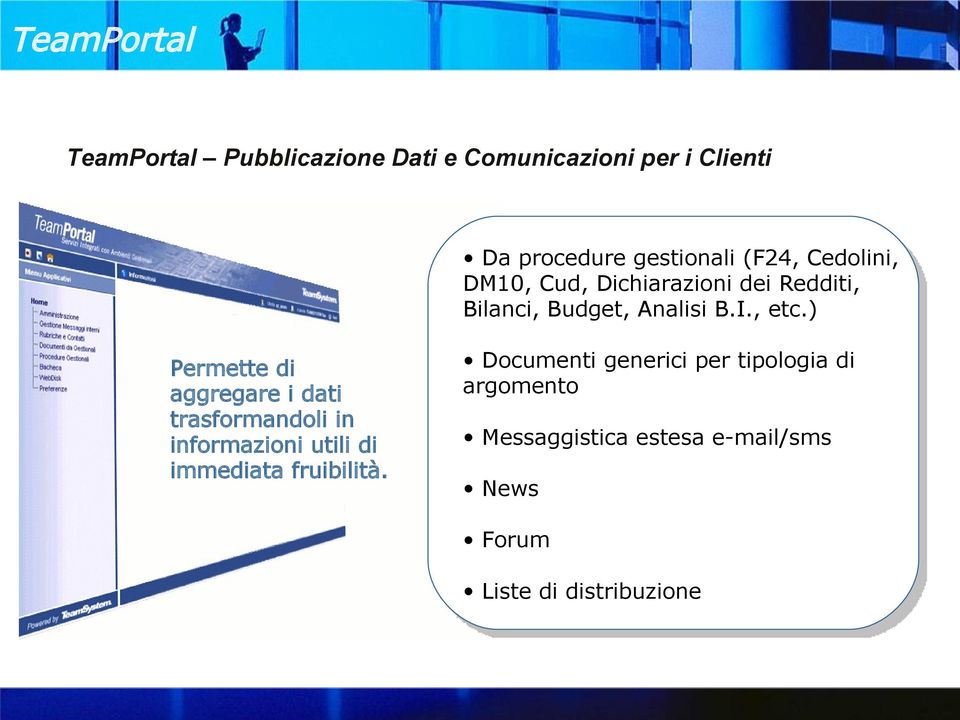 ) Permette di aggregare i dati trasformandoli in informazioni utili di immediata fruibilità.