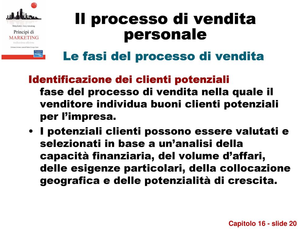 I potenziali clienti possono essere valutati e selezionati in base a un analisi della capacità finanziaria, del