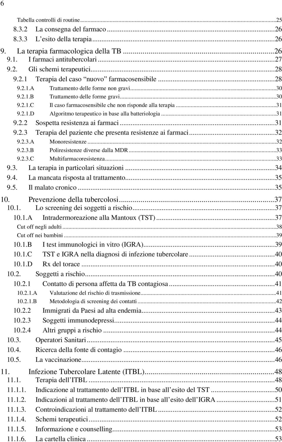 ..31 9.2.1.D Algoritmo terapeutico in base alla batteriologia...31 9.2.2 Sospetta resistenza ai farmaci...31 9.2.3 Terapia del paziente che presenta resistenze ai farmaci...32 9.2.3.A Monoresistenze.