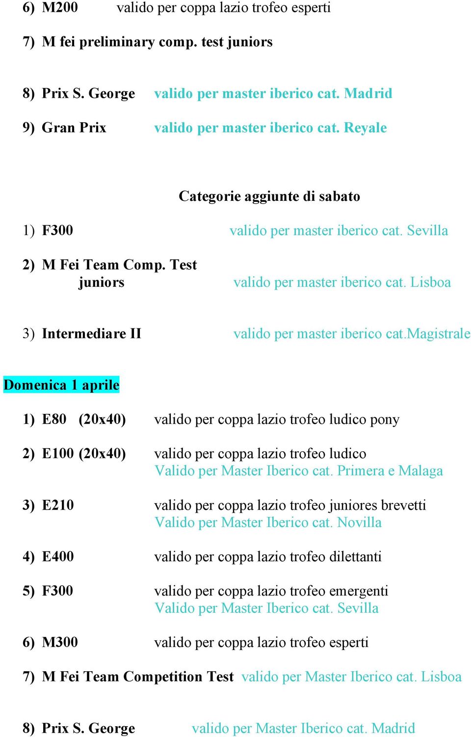 Lisboa 3) Intermediare II valido per master iberico cat.