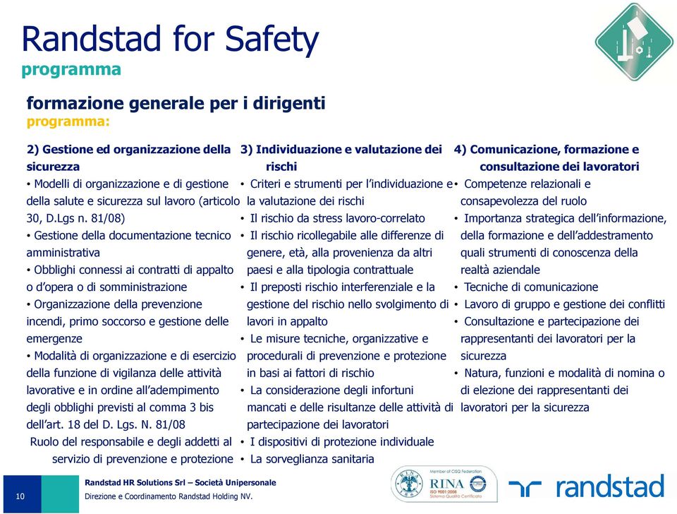 gestione delle emergenze Modalità di organizzazione e di esercizio della funzione di vigilanza delle attività lavorative e in ordine all adempimento degli obblighi previsti al comma 3 bis dell art.