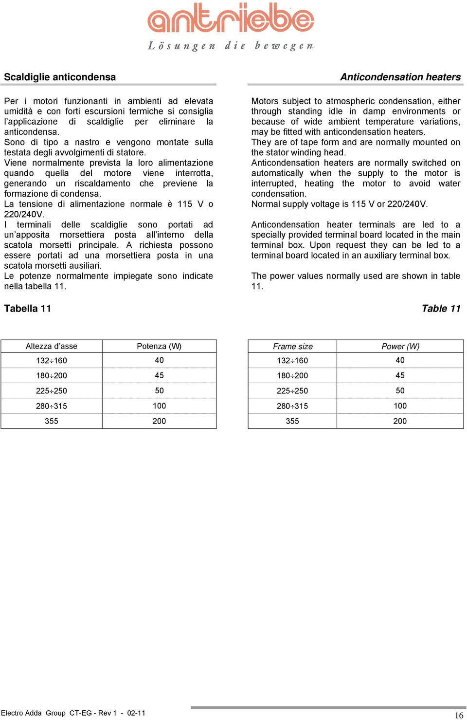 Viene normalmente prevista la loro alimentazione quando quella del motore viene interrotta, generando un riscaldamento che previene la formazione di condensa.