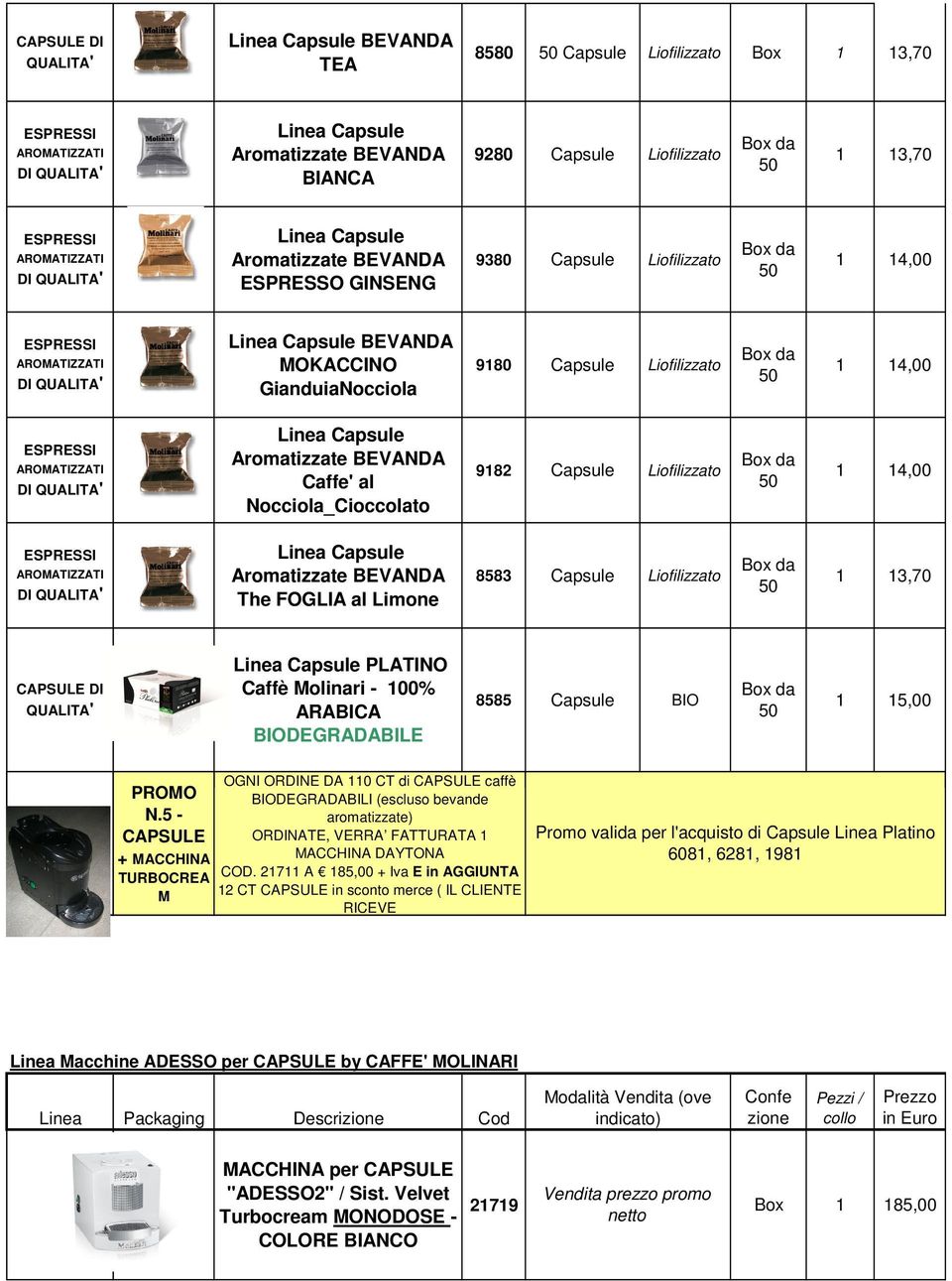 Liofilizzato Box da 50 1 14,00 ESPRESSI AROMATIZZATI DI QUALITA' Aromatizzate BEVANDA Caffe' al Nocciola_Cioccolato 9182 Capsule Liofilizzato Box da 50 1 14,00 ESPRESSI AROMATIZZATI DI QUALITA'