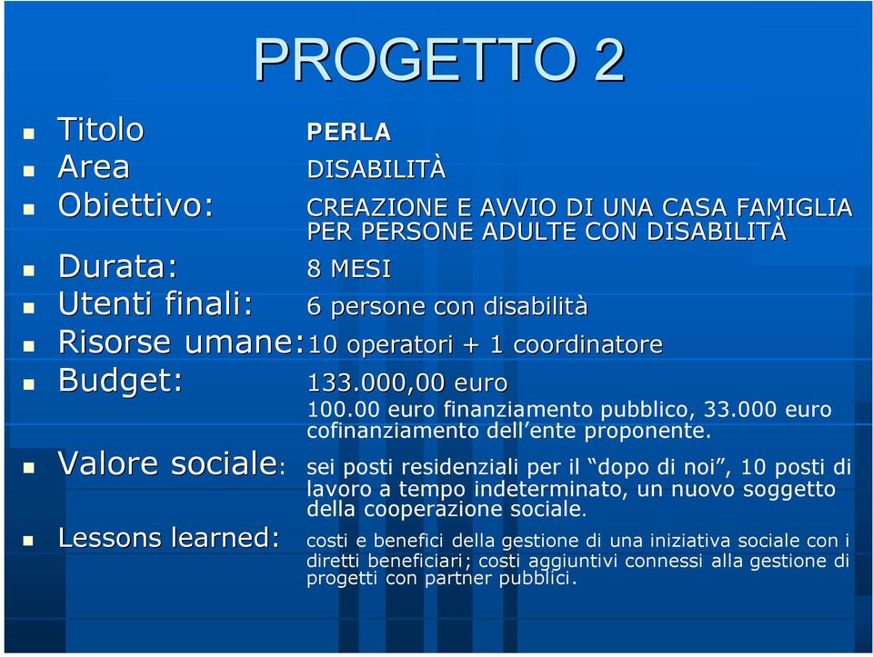 000 euro cofinanziamento dell enteente proponente.