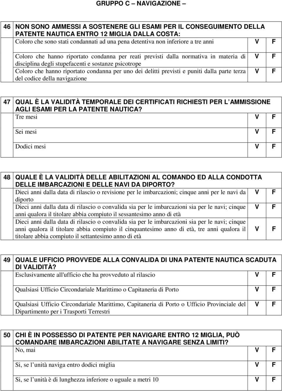 uno dei delitti previsti e puniti dalla parte terza del codice della navigazione 47 QUAL È LA ALIDITÀ TEMPORALE DEI CERTIICATI RICHIESTI PER L AMMISSIONE AGLI ESAMI PER LA PATENTE NAUTICA?