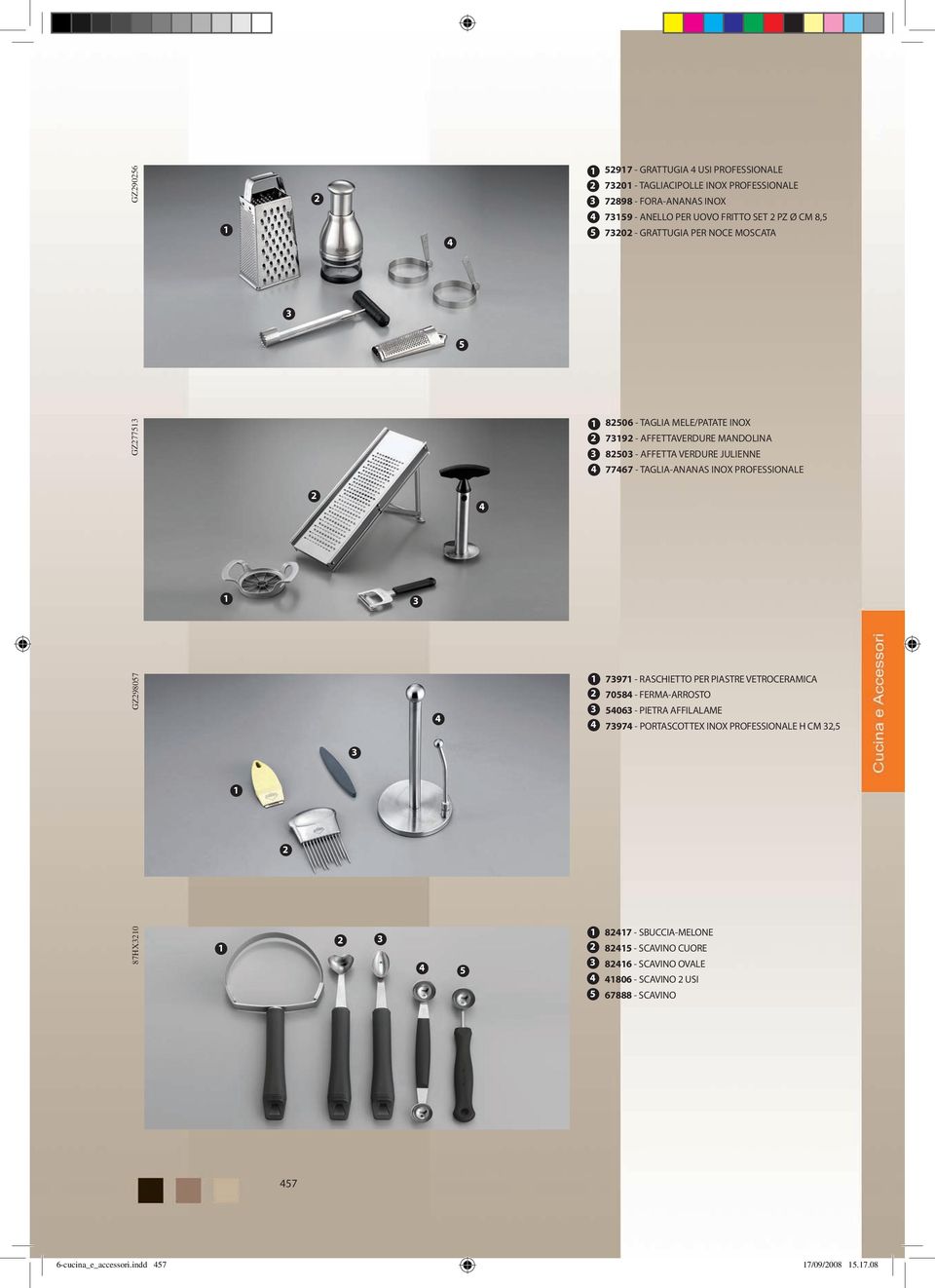 INOX PROFESSIONALE GZ98057 797 - RASCHIETTO PER PIASTRE VETROCERAMICA 7058 - FERMA-ARROSTO 506 - PIETRA AFFILALAME 797 - PORTASCOTTEX INOX PROFESSIONALE