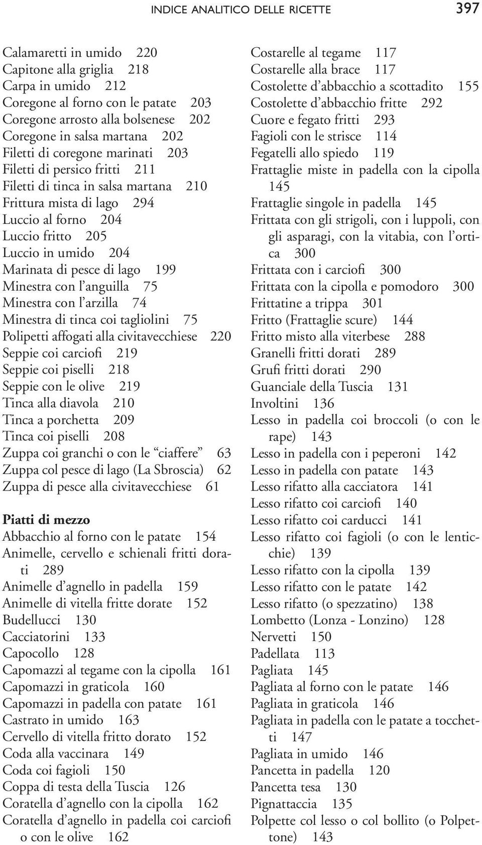 Marinata di pesce di lago 199 Minestra con l anguilla 75 Minestra con l arzilla 74 Minestra di tinca coi tagliolini 75 Polipetti affogati alla civitavecchiese 220 Seppie coi carciofi 219 Seppie coi