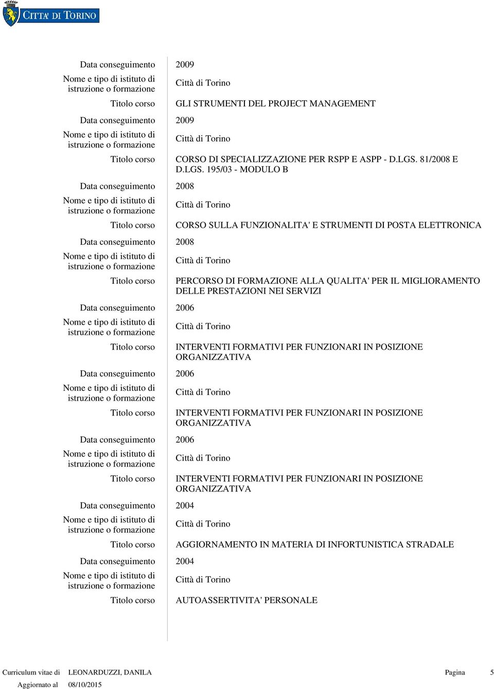 195/03 MODULO B 2008 CORSO SULLA FUNZIONALITA' E STRUMENTI DI POSTA ELETTRONICA 2008 PERCORSO DI FORMAZIONE ALLA QUALITA' PER IL MIGLIORAMENTO