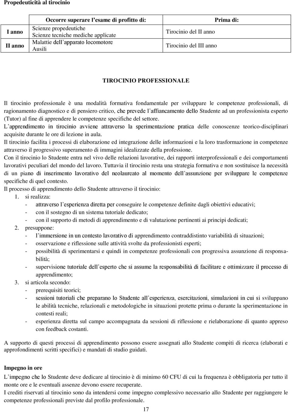 e di pensiero critico, che prevede l affiancamento dello Studente ad un professionista esperto (Tutor) al fine di apprendere le competenze specifiche del settore.